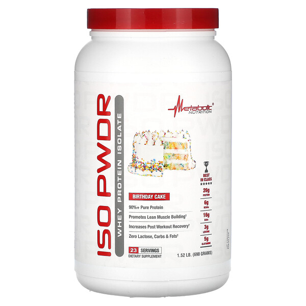 ISOpwdr, Whey Protein Isolate, Birthday Cake, 1.52 lbs (690 g) Metabolic Nutrition