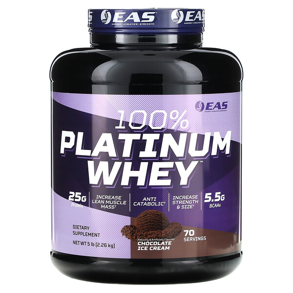 100% Platinum Whey, шоколадное мороженое, 5 фунтов (2,26 кг) EAS