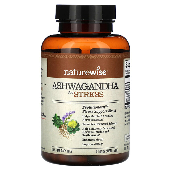 Ashwagandha для стресса - 60 веганских капсул - NatureWise NatureWise