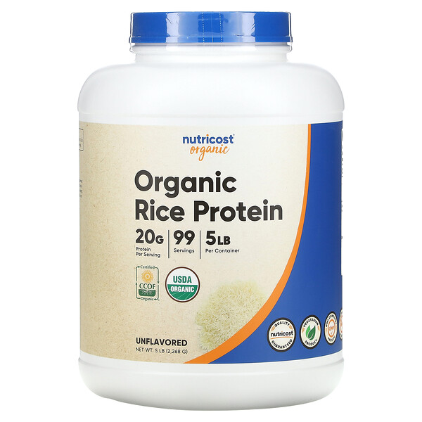 Органический рисовый протеин, без вкуса, 5 фунтов (2268 г) Nutricost