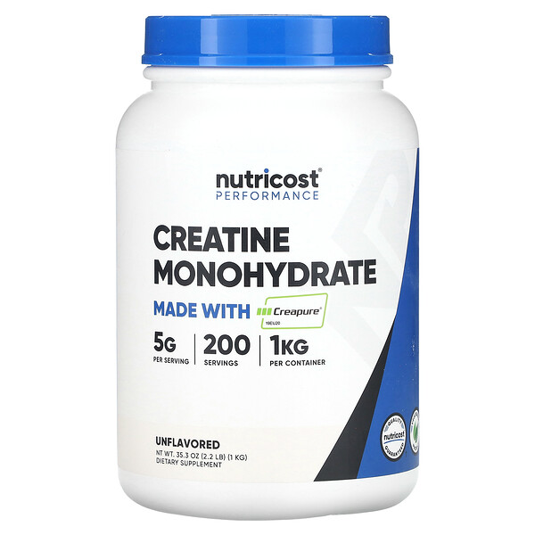 Performance, Creatine Monohydrate, Unflavored (Без вкуса), 35.3 oz (Унции) (1 kg) Nutricost