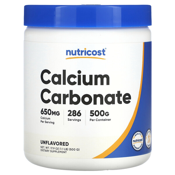 Карбонат кальция, Без вкуса - 500 г - Nutricost Nutricost
