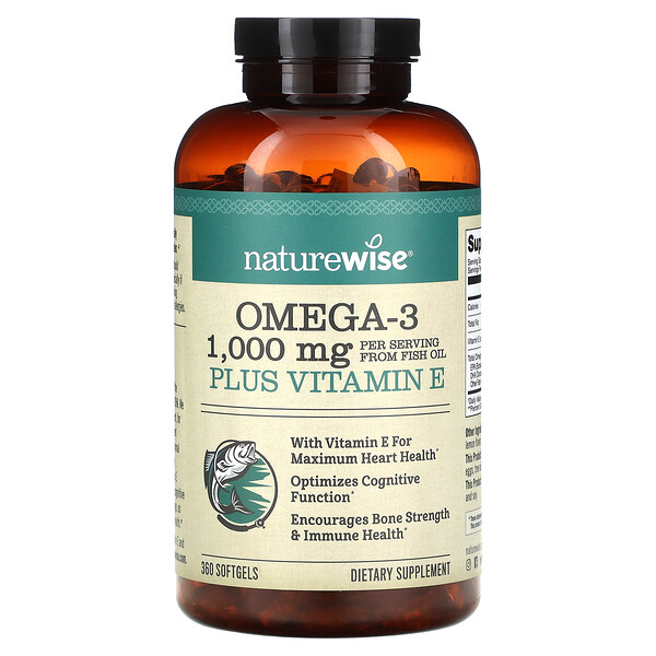 Omega-3 Plus Витамин Е - 360 капсул - NatureWise NatureWise