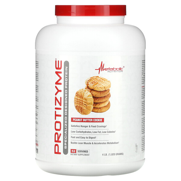 Protizyme, Специально разработанный протеин, печенье с арахисовым маслом, 4 фунта (1820 г) Metabolic Nutrition