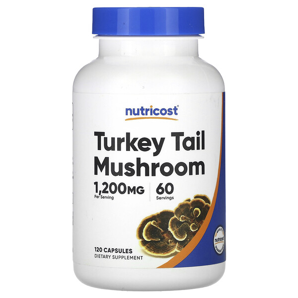 Turkey Tail Mushroom, 1,200 mg, 120 Capsules (Капсулы) (600 mg per Capsule) Nutricost