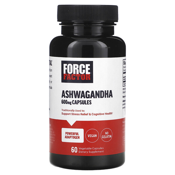 Ашваганда, 600 мг, 60 растительных капсул Force Factor