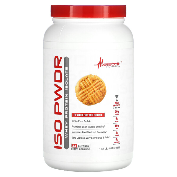 ISOpwdr, Изолят сывороточного протеина, печенье с арахисовым маслом, 1,52 фунта (690 г) Metabolic Nutrition