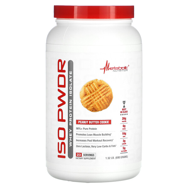 ISOpwdr, Whey Protein Isolate, Peanut Butter Cookie, 1.52 lbs (690 g) Metabolic Nutrition