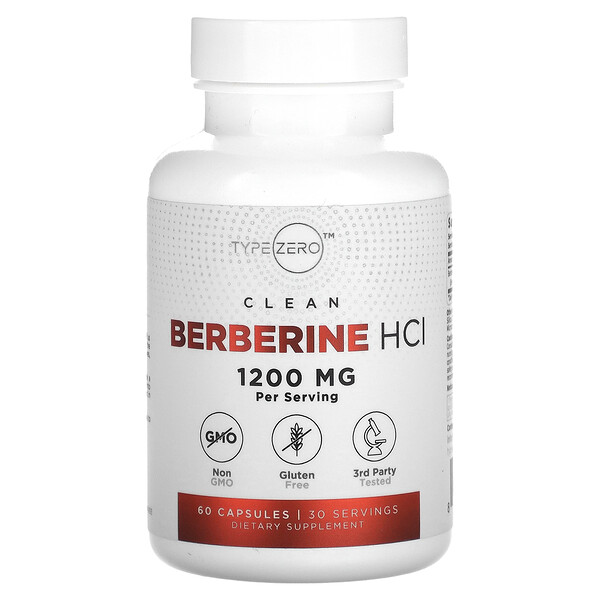 Чистый берберин гидрохлорид, 600 мг, 60 капсул TypeZero
