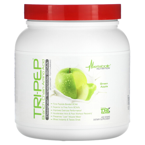 Tri-Pep, Аминокислота с разветвленной цепью, зеленое яблоко, 14,1 унции (400 г) Metabolic Nutrition