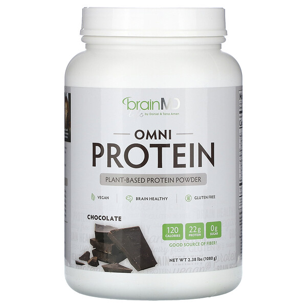 Omni Protien, Протеиновый порошок на растительной основе, шоколад, 1080 г (2,38 фунта) BrainMD
