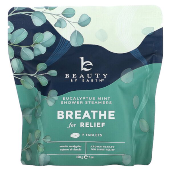 Парогенераторы для душа Breathe for Relief, эвкалипт и мята, 7 таблеток Beauty By Earth