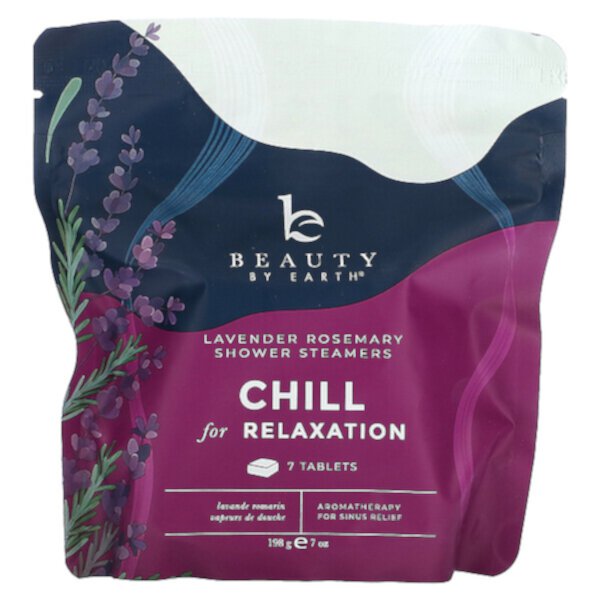 Chill for Relaxation, Парогенераторы для душа, лаванда и розмарин, 7 таблеток, 7 унций (198 г) Beauty By Earth