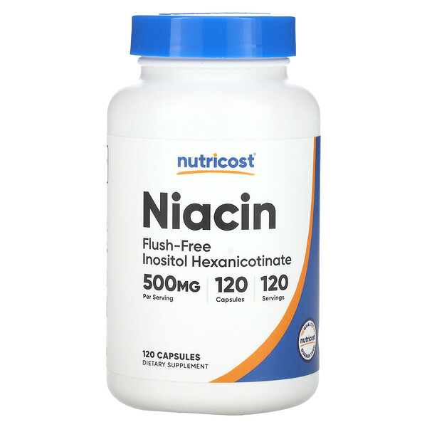 Niacin, Flush-Free, 500 mg, 120 Capsules (Капсулы) Nutricost