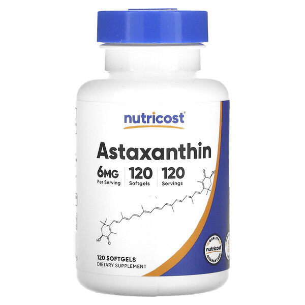 Астаксантин - 6 мг - 120 мягких капсул - Nutricost Nutricost