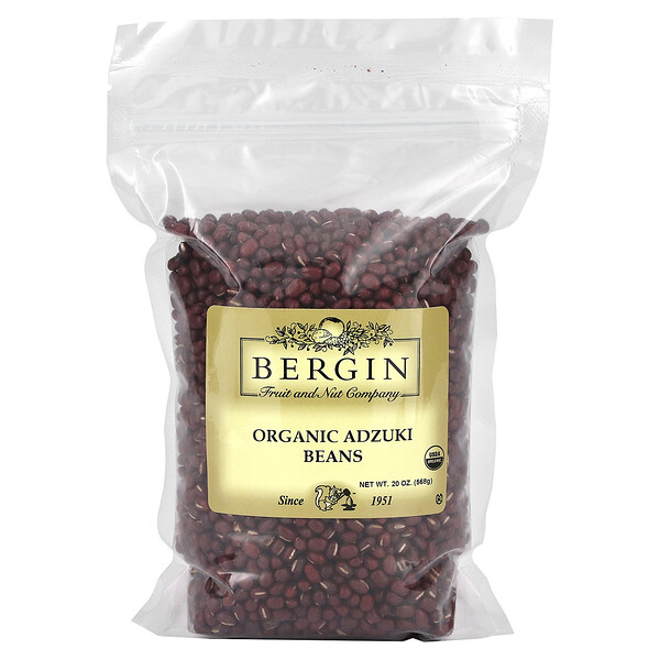 Organic Adzuki Beans, 20 oz (568 g) Bergin Fruit and Nut Company