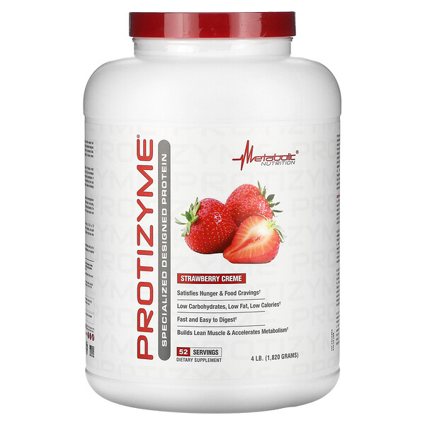 Protizyme, Специально разработанный протеин, клубничный крем, 4 фунта (1820 г) Metabolic Nutrition