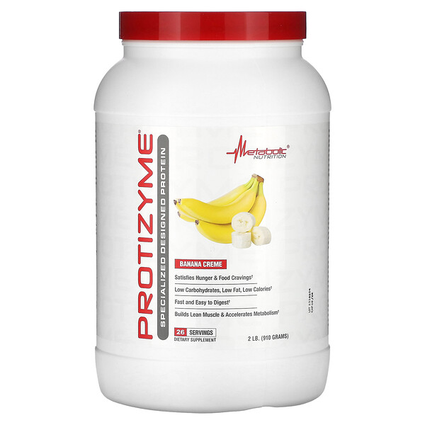 Protizyme, Специально разработанный протеин, банановый крем, 2 фунта (910 г) Metabolic Nutrition
