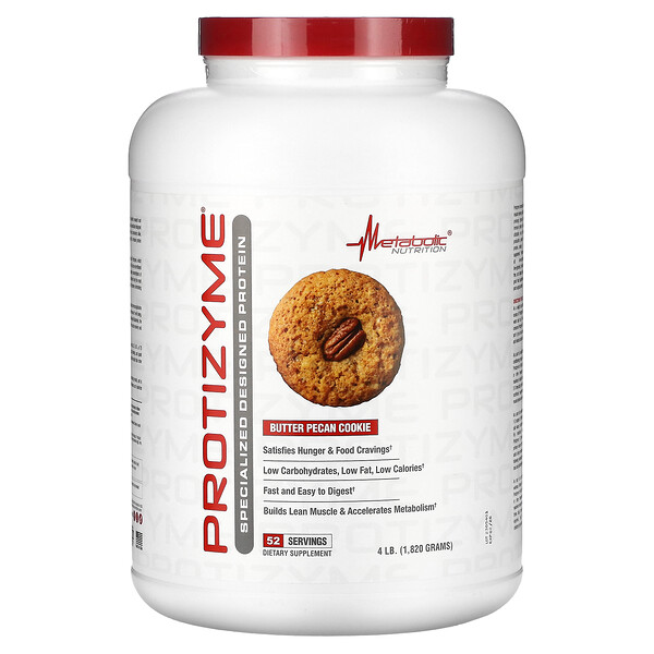 Protizyme, Специально разработанный протеин, печенье с маслом пекан, 4 фунта (1820 г) Metabolic Nutrition