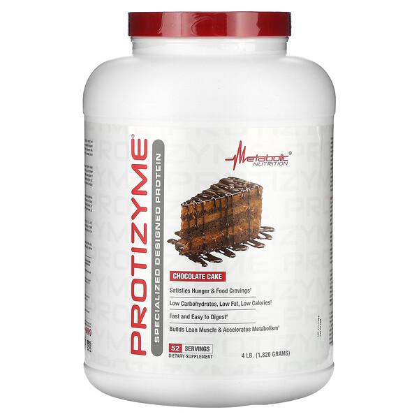 Protizyme, Специально разработанный протеин, шоколадный торт, 4 фунта (1820 г) Metabolic Nutrition