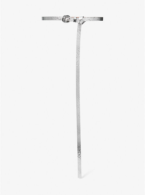 Узкий кожаный ремень с тиснением питона Jeanne металлик MICHAEL KORS COLLECTION