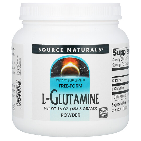 L-глутамин, порошок в свободной форме, 16 унций (453,6 г) Source Naturals