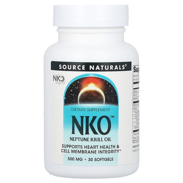 NKO (Масло Нептунового Криля), 500 мг, 30 мягких таблеток Source Naturals