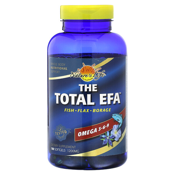The Total EFA, Омега 3-6-9, 1200 мг, 180 мягких таблеток (400 мг на мягкую таблетку) Nature's Life