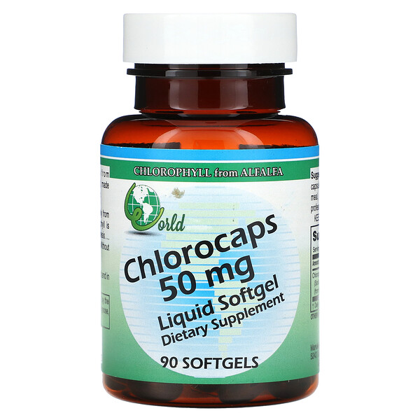 Chlorocaps, 50 мг, 90 мягких таблеток (50 мг на мягкую таблетку) World Organic