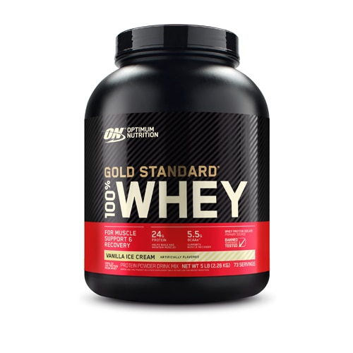 Протеиновый порошок Gold Standard 100% Whey для поддержки мышц и восстановления 73 порции, 24 г белка Optimum Nutrition