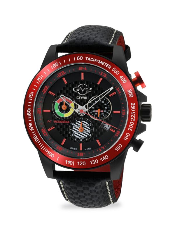 Часы Scuderia с хронографом, 45 мм, из нержавеющей стали и кожаного ремешка GV2