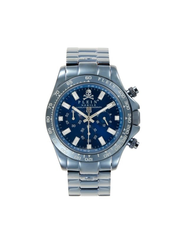 Часы Nobile 43 мм с синим браслетом из нержавеющей стали с IP-адресом и хронографом Philipp Plein