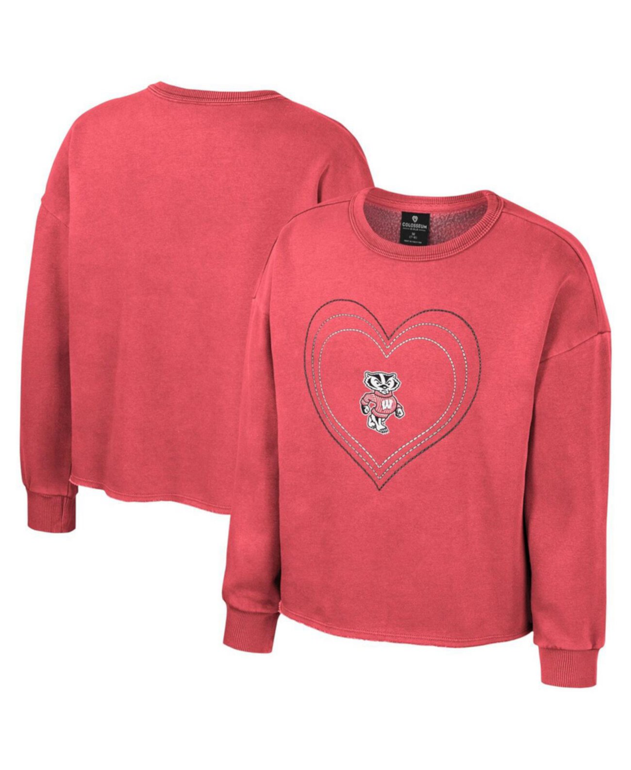 Флисовый пуловер с круглым вырезом для больших девочек Red Wisconsin Badgers Audrey, толстовка с круглым вырезом Colosseum
