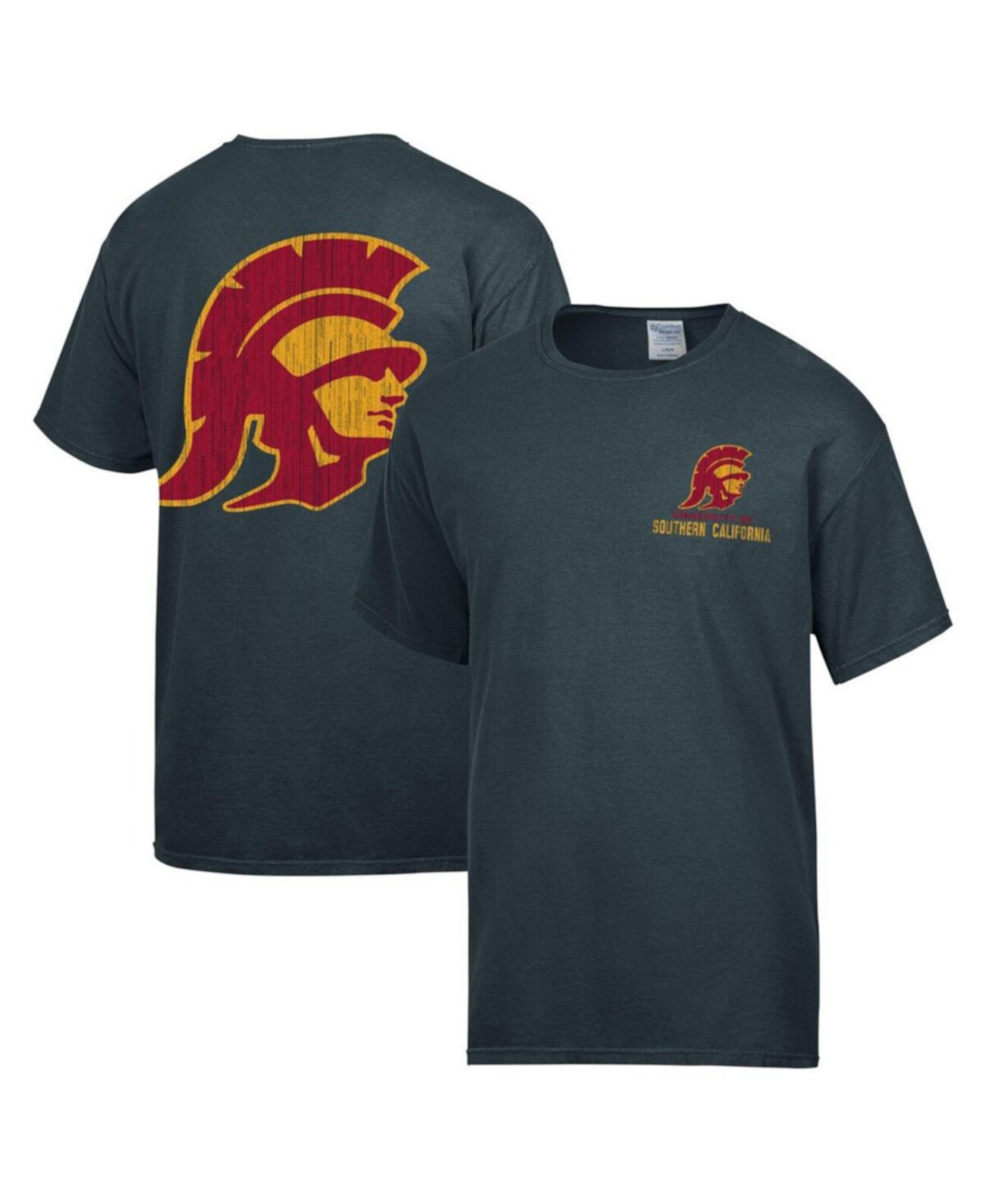 Мужская темно-серая футболка с рваным логотипом USC Trojans в винтажном стиле Comfortwash