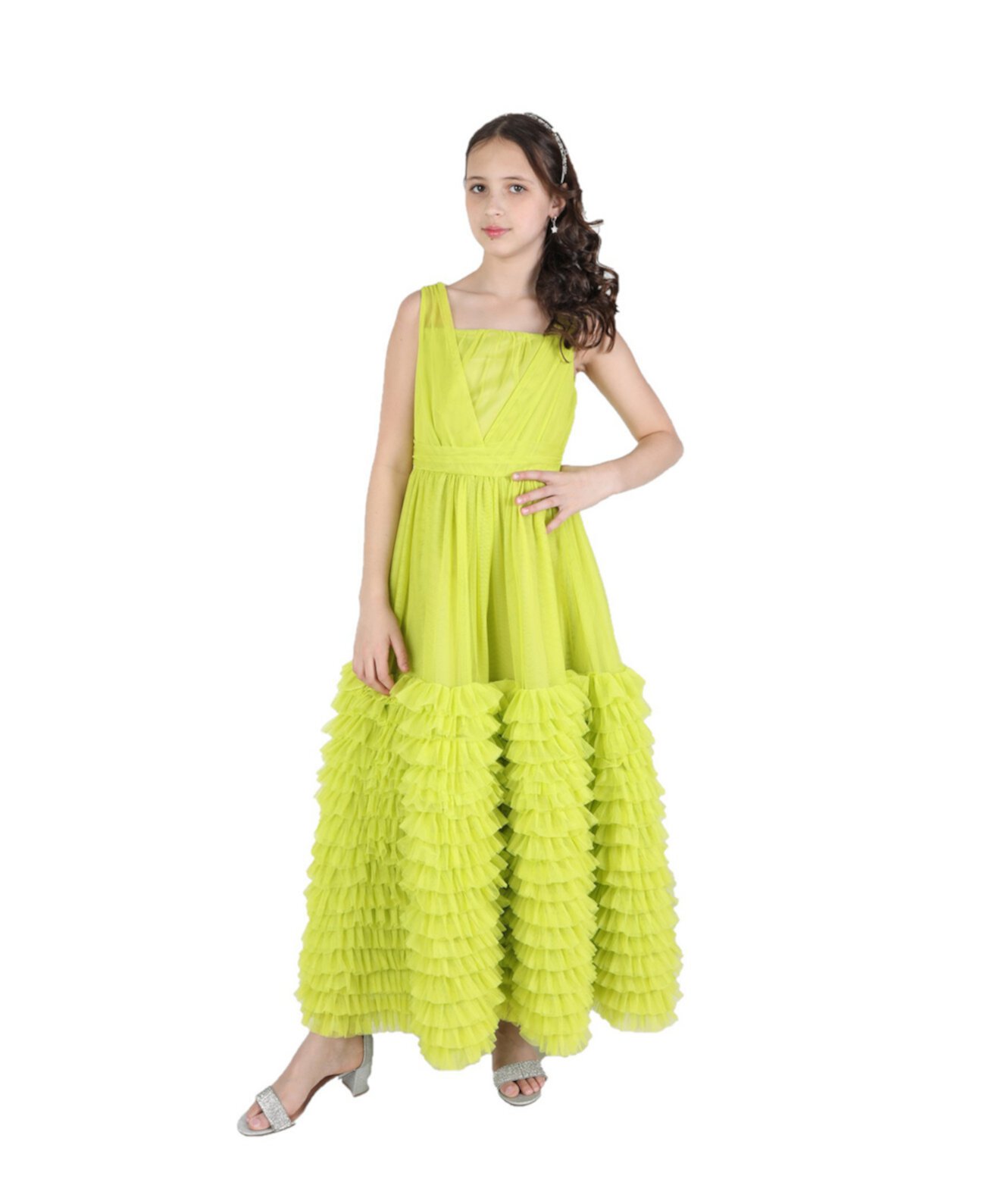 Плиссированное многоярусное платье макси для больших девочек Christian Siriano