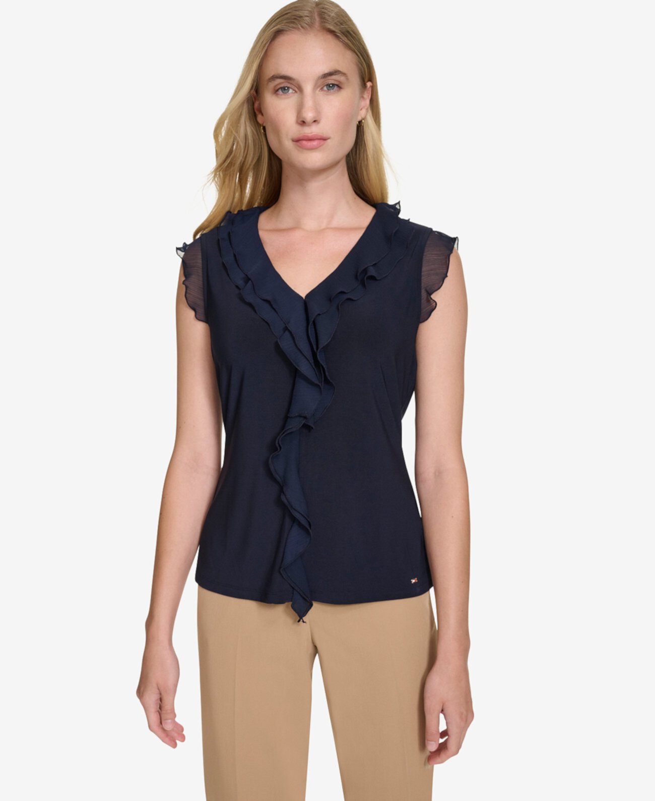 Women's Ruffled Mixed-Media Top Tommy Hilfiger