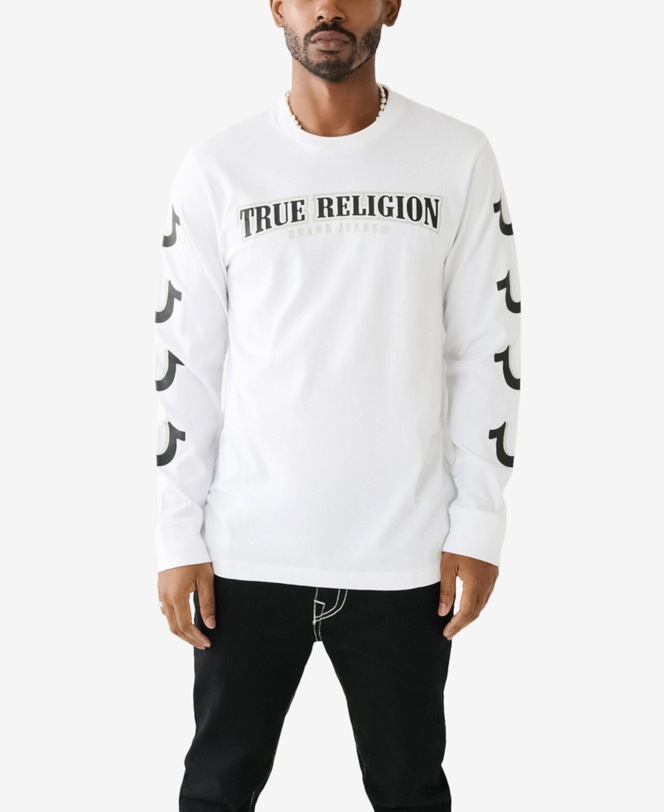 Мужская футболка с длинными рукавами и повторяющейся подковой True Religion