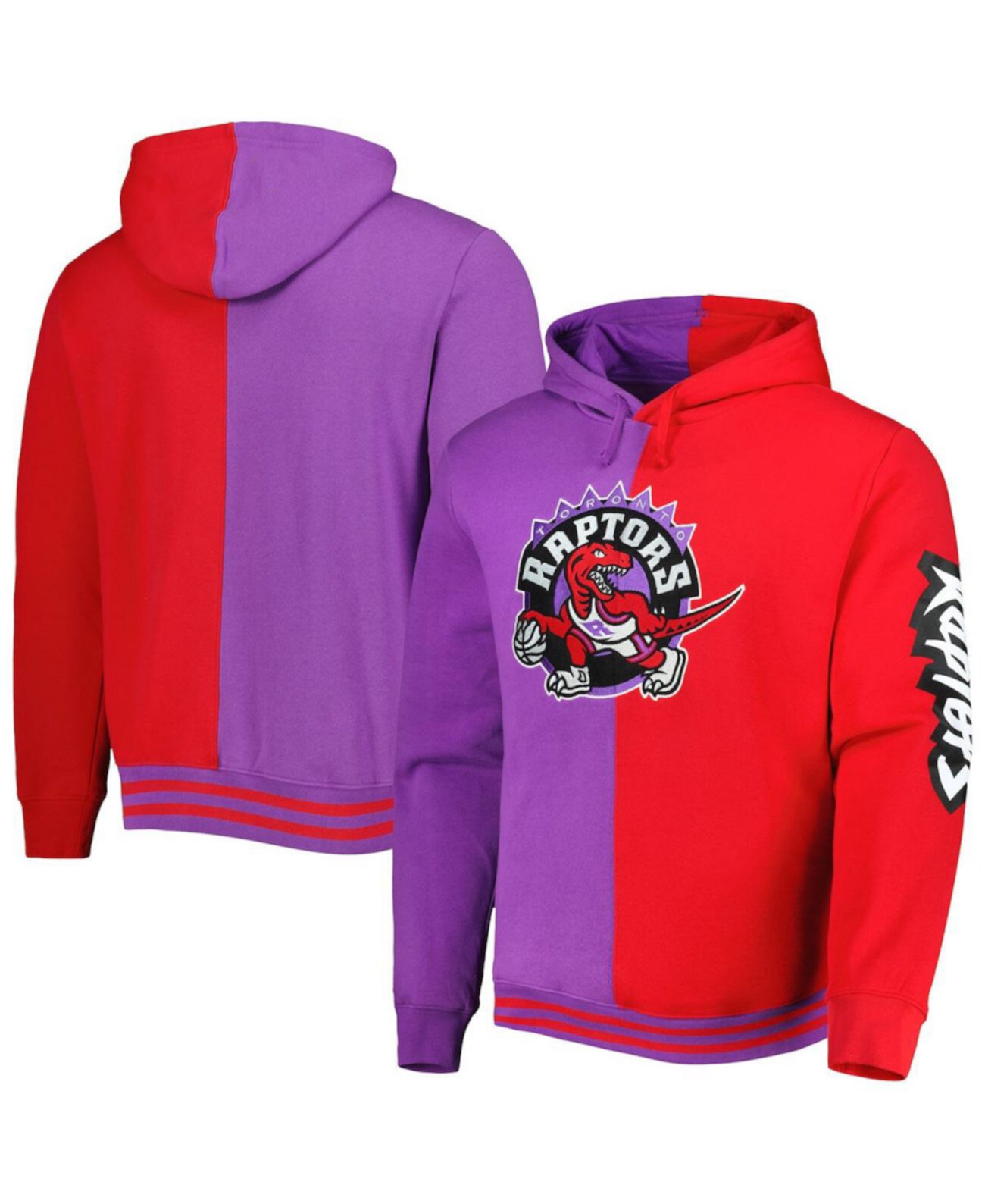 Мужской фиолетово-красный пуловер с капюшоном Toronto Raptors Hardwood Classics Mitchell & Ness