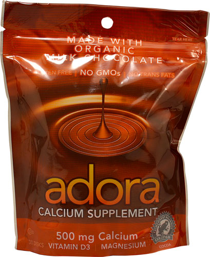 Calcium Supplement Rich Milk Chocolate -- 504 mg - 30 Disks Adora