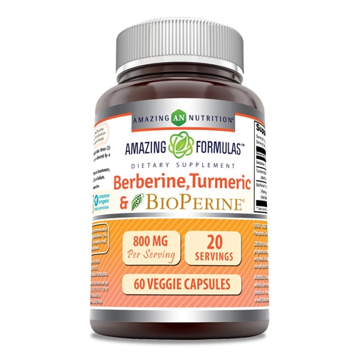 Berberine Turmeric & Bioperine -- 800 mg - 60 Veggie Capsules (Капсулы на растительной основе) Amazing Nutrition