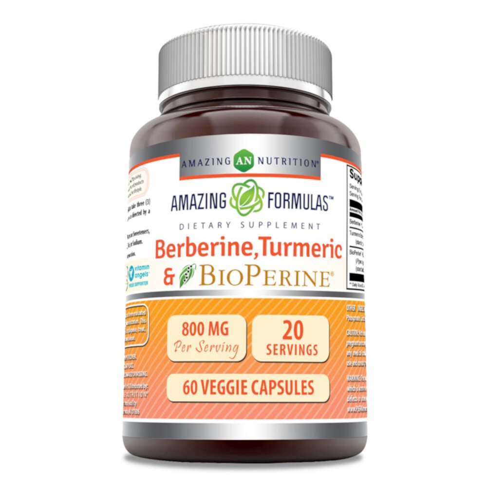 Berberine Turmeric & Bioperine -- 800 mg - 60 Veggie Capsules (Капсулы на растительной основе) Amazing Nutrition