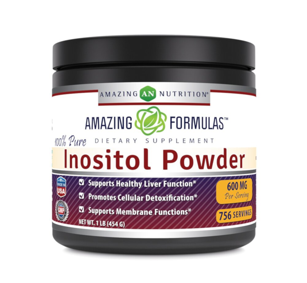 Inositol Powder (Порошок) Unflavored (Без вкуса) -- 600 mg - 16 oz (Унции) Amazing Nutrition