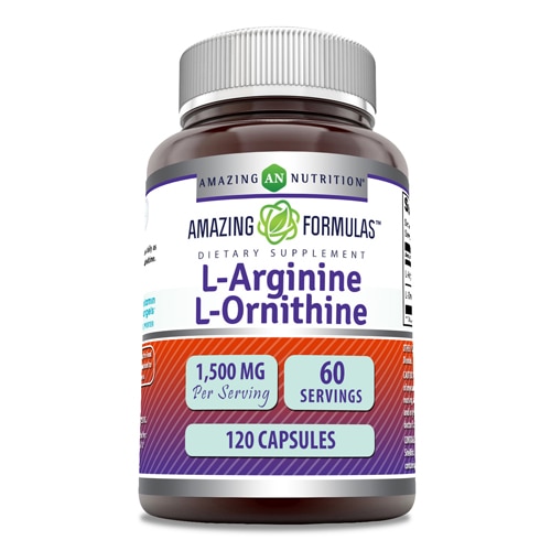 L-аргинин L-орнитин — 1500 мг — 120 капсул Amazing Nutrition