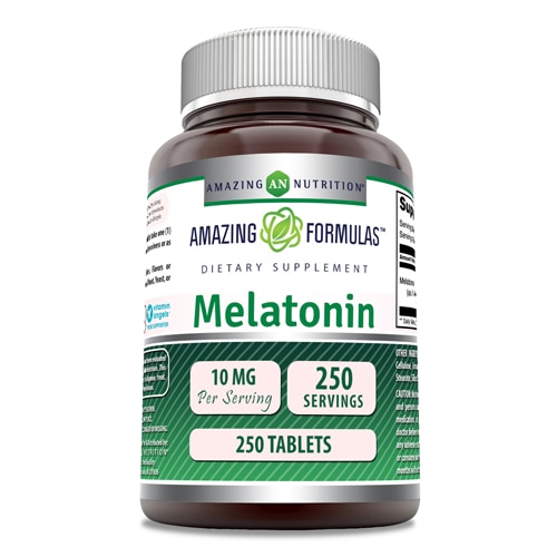 Melatonin -- 10 mg - 250 Tablets (Таблетки) Amazing Nutrition