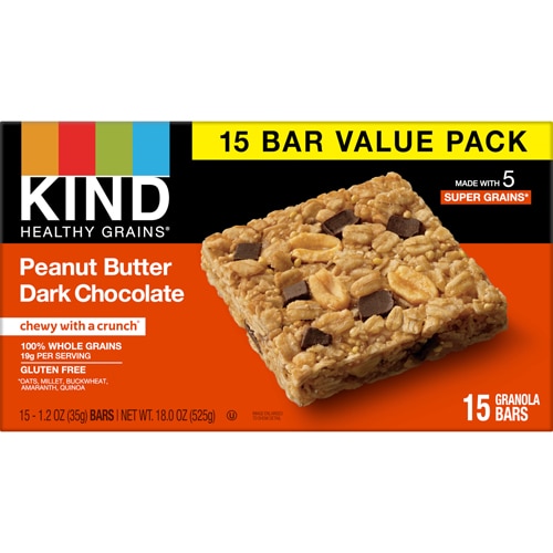 Gluten Free Healthy Grains Oat Granola Bars Peanut Butter Dark Chocolate -- 15 Bars Kind