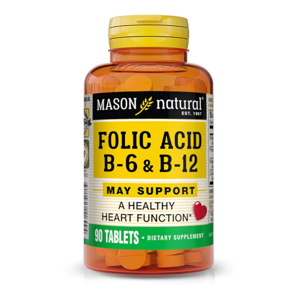 Folic Acid B-6 & B-12 -- 90 Tablets (Таблетки) Mason Natural