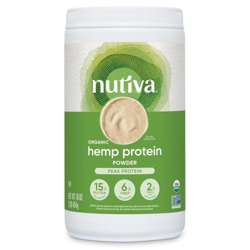 Organic Hemp Protein Powder (Порошок) - Peak Protein -- 16 oz (Унции) Nutiva