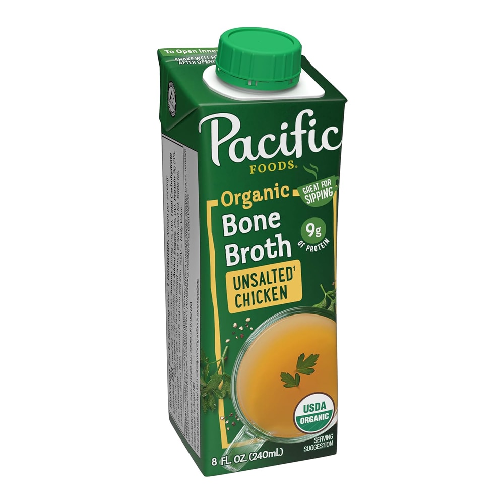 Organic Bone Broth Chicken -- 8 fl oz (Жидкие унции) Pacific Foods