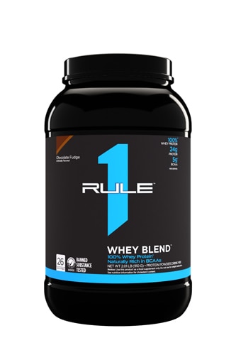 Смешанный белок R1 Whey Blend Шоколадный Фадж 24 г белка, 5 г BCAA, 26 порций Rule One Proteins