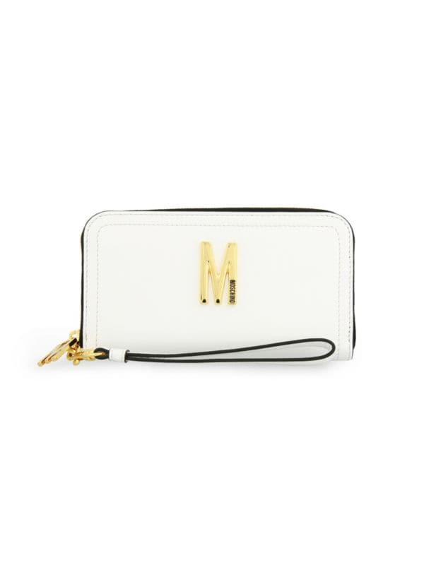 Кожаный кошелек на молнии с логотипом Moschino
